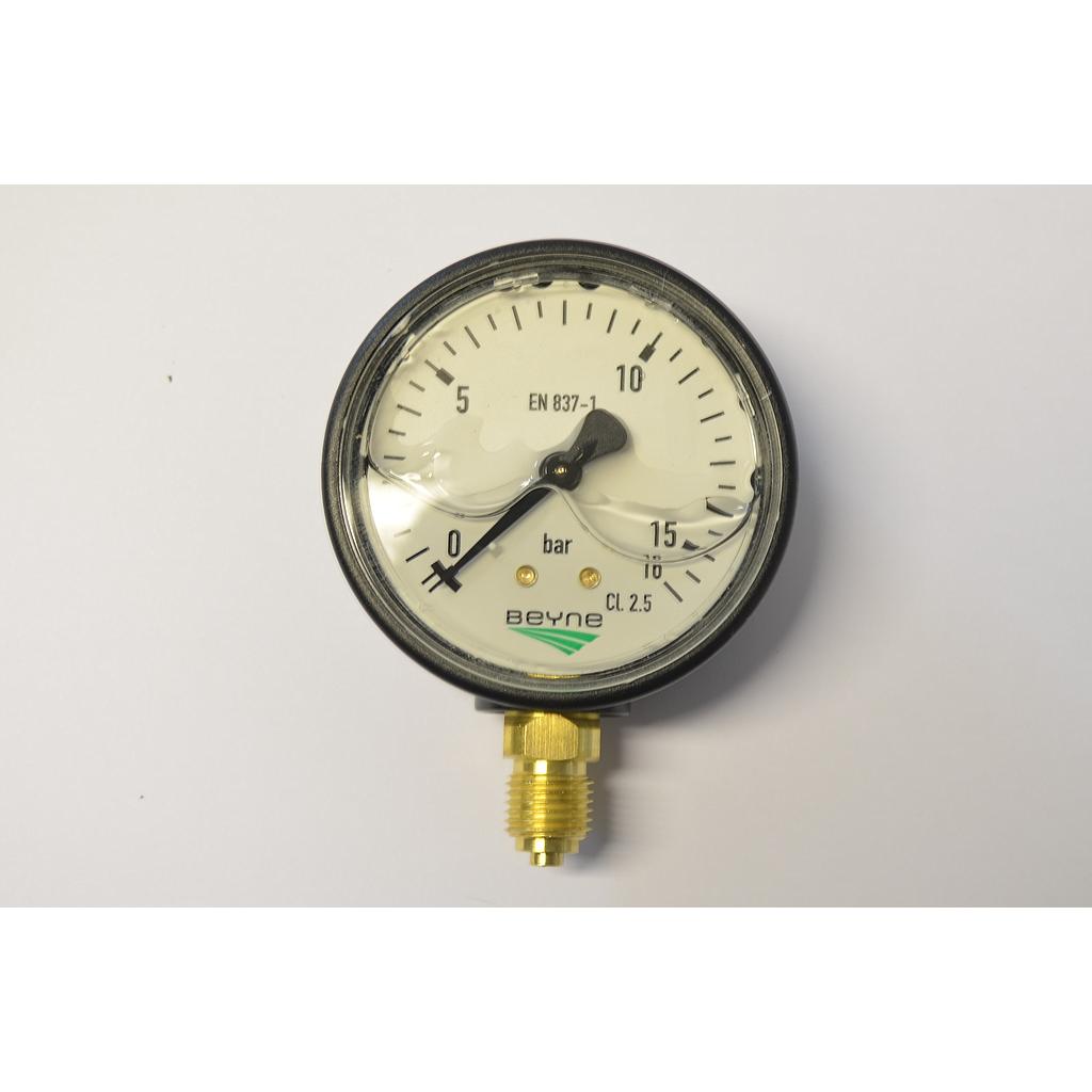 Manometer lineair 0-16 bar diam. 63 onderaan